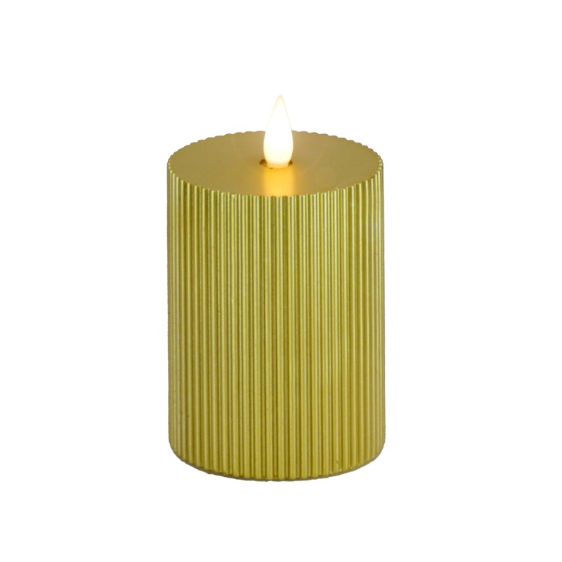 3 in. by 5 in. Gold Flameless Georgetown Pillar Candle
