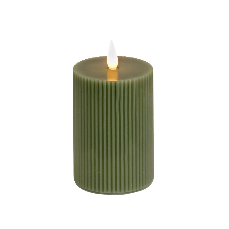 3 in. by 7 in. Dk Green Flameless Georgetown Pillar Candle
