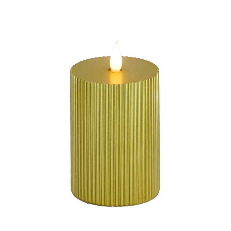 3 in. by 7 in. Gold Flameless Georgetown Pillar Candle