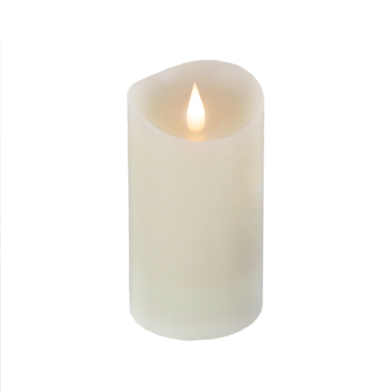 3 in. by 7 in. HGTV Home Collection Flameless Heritage Pillar Candle, Ivory