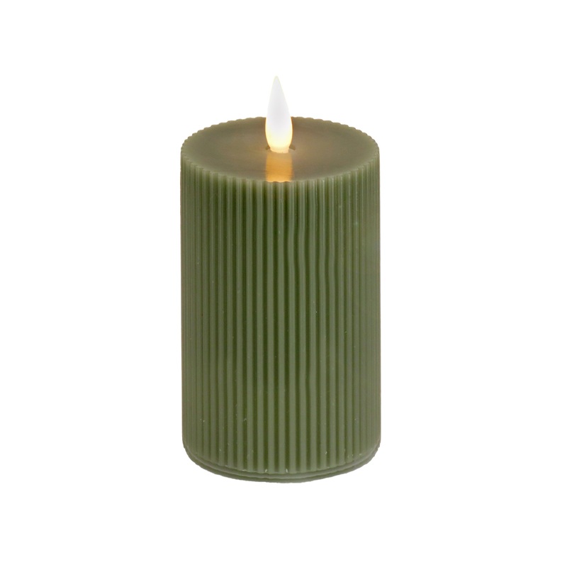 3 in. by 9 in. Dk Green Flameless Georgetown Pillar Candle