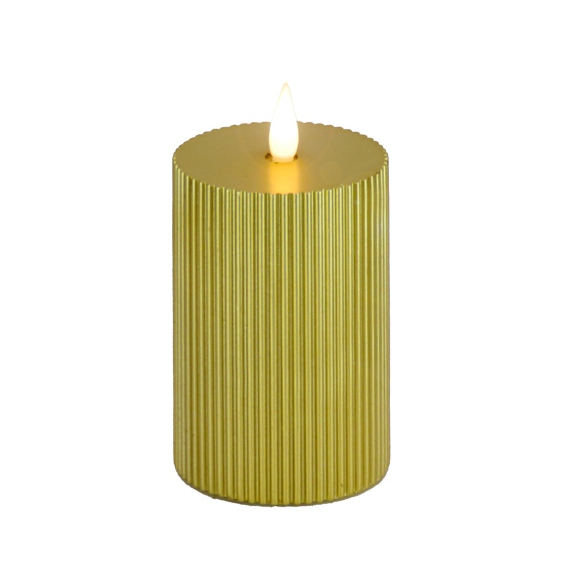 3 in. by 9 in. Gold Flameless Georgetown Pillar Candle