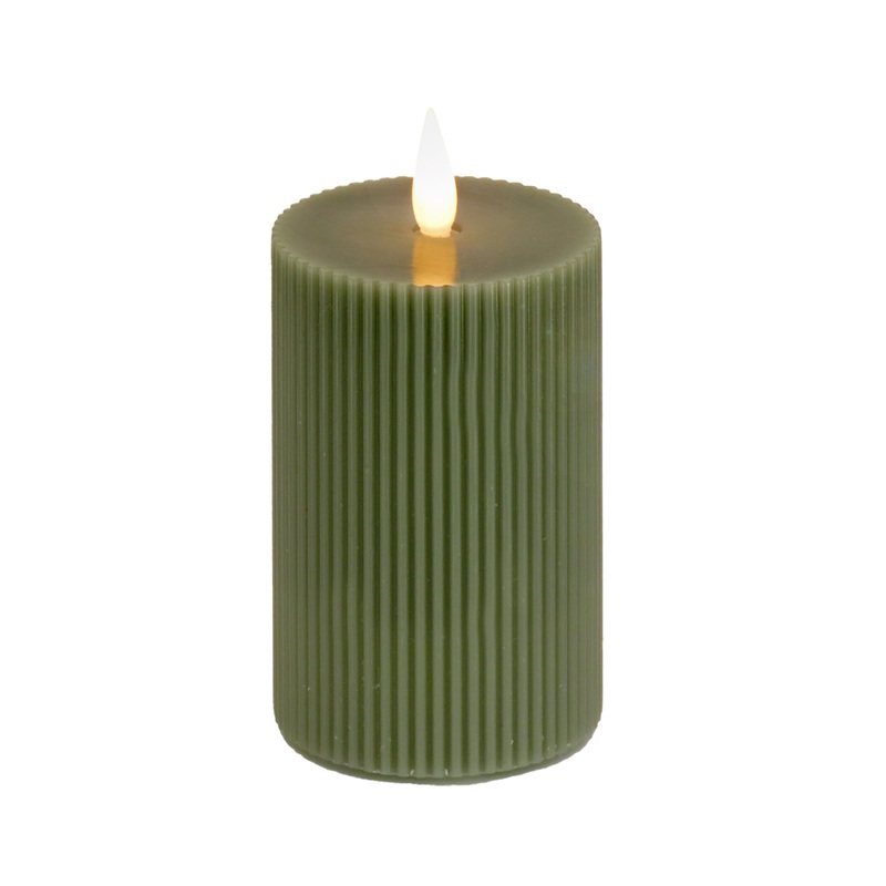 4 in. by 10 in. Dk Green Flameless Georgetown Pillar Candle