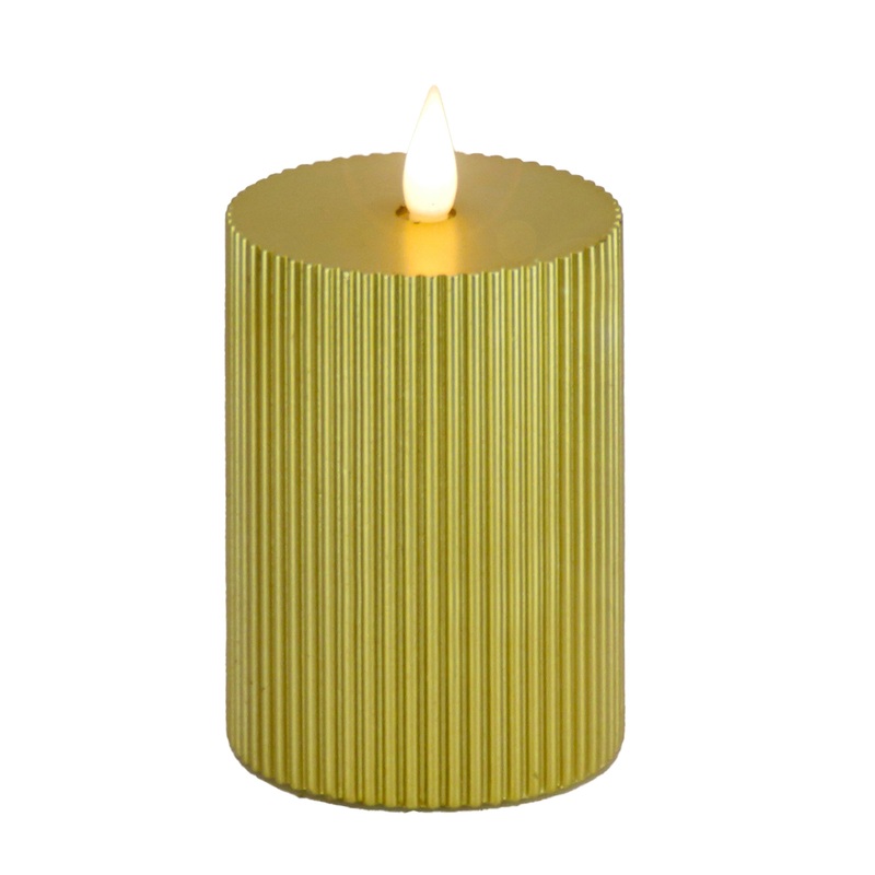 4 in. by 10 in. Gold Flameless Georgetown Pillar Candle