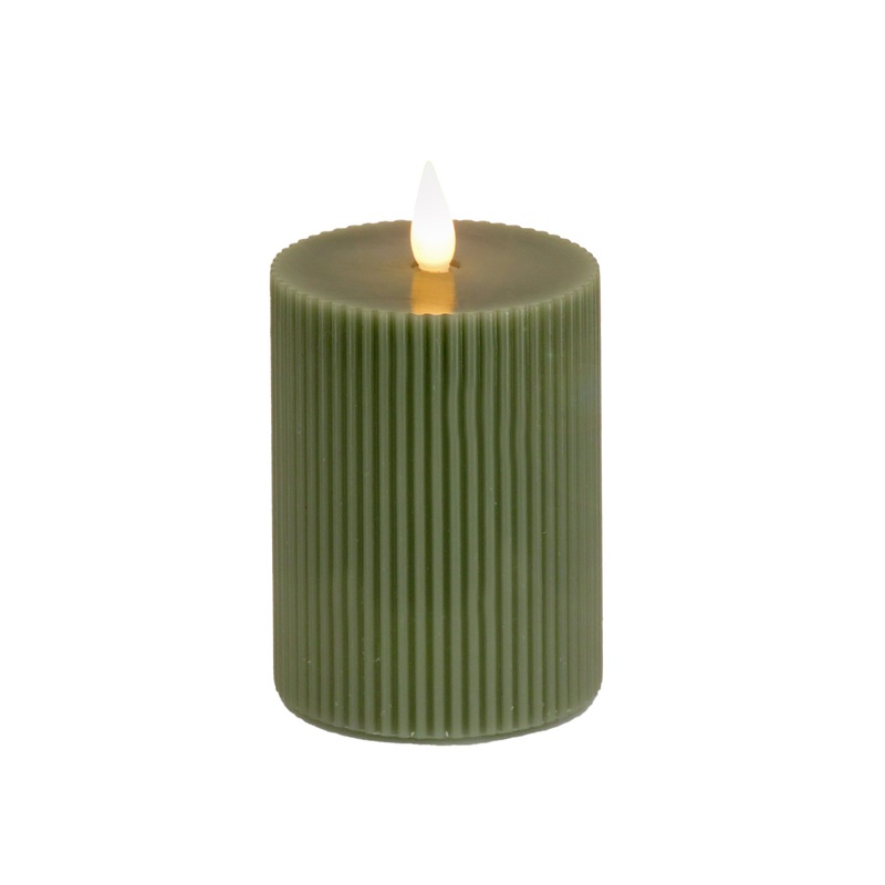 4 in. by 6 in. Dk Green Flameless Georgetown Pillar Candle