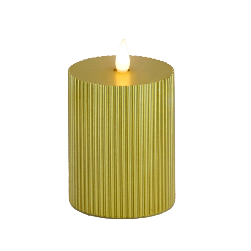 4 in. by 6 in. Gold Flameless Georgetown Pillar Candle