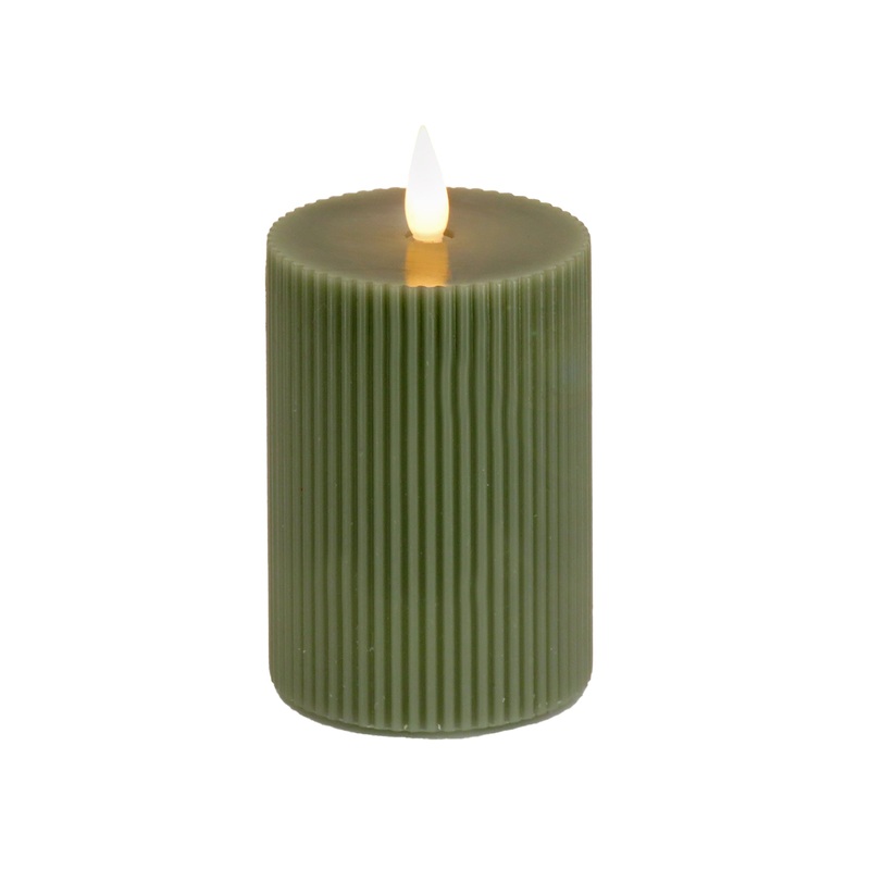 4 in. by 8 in. Dk Green Flameless Georgetown Pillar Candle