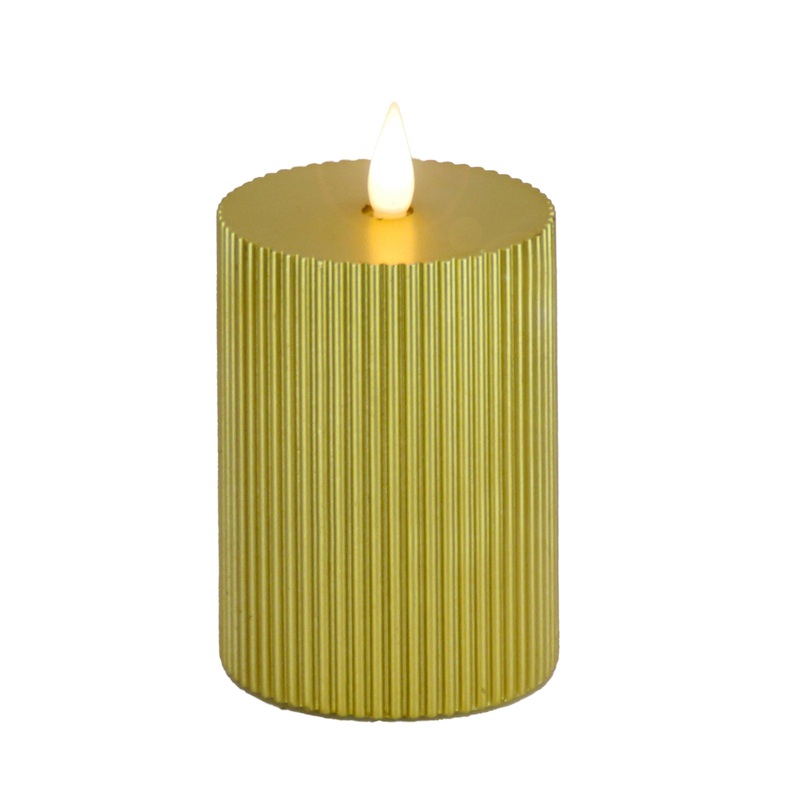 4 in. by 8 in. Gold Flameless Georgetown Pillar Candle
