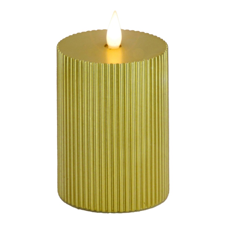 5 in. by 11 in. Gold Flameless Georgetown Pillar Candle