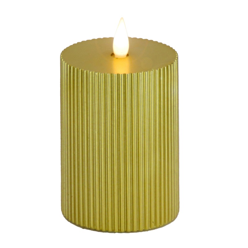 5 in. by 7 in. Gold Flameless Georgetown Pillar Candle