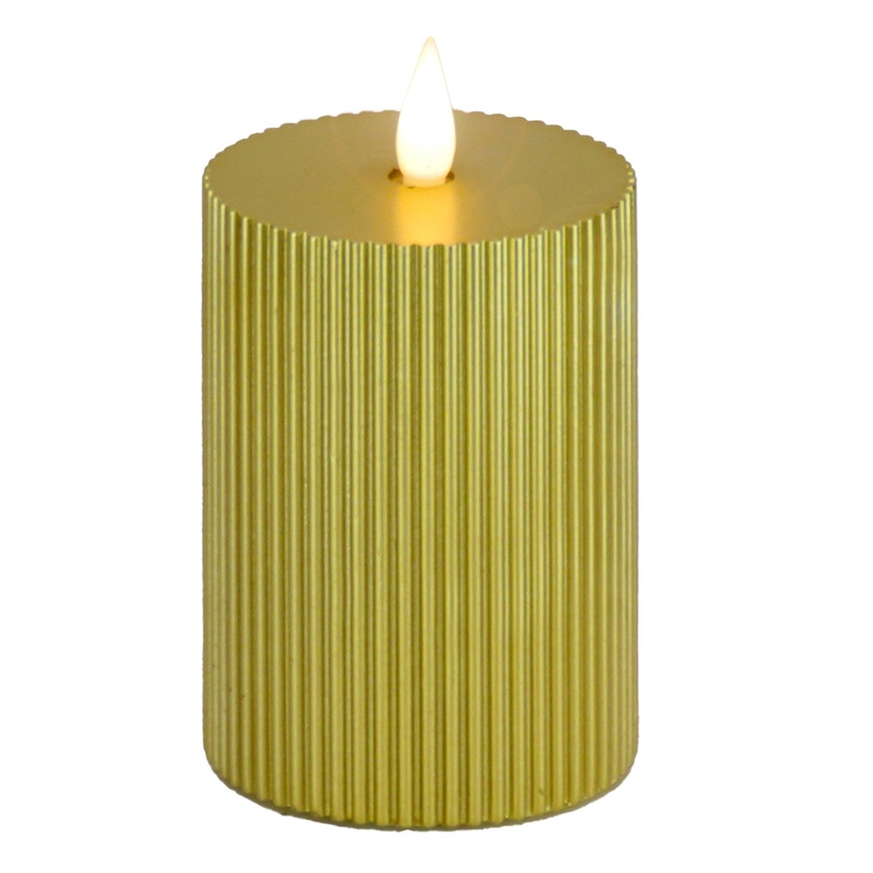 5 in. by 9  in. Gold Flameless Georgetown Pillar Candle