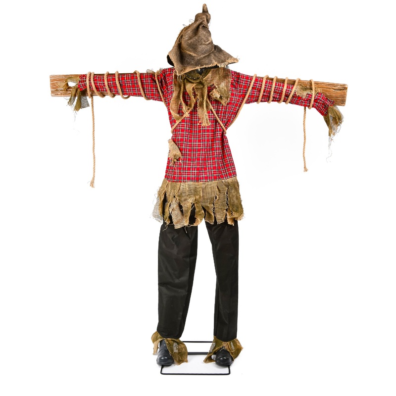 76 in. Halloween Pre-Lit Sound Activated Animated Spooky Scarecrow with LED Lights