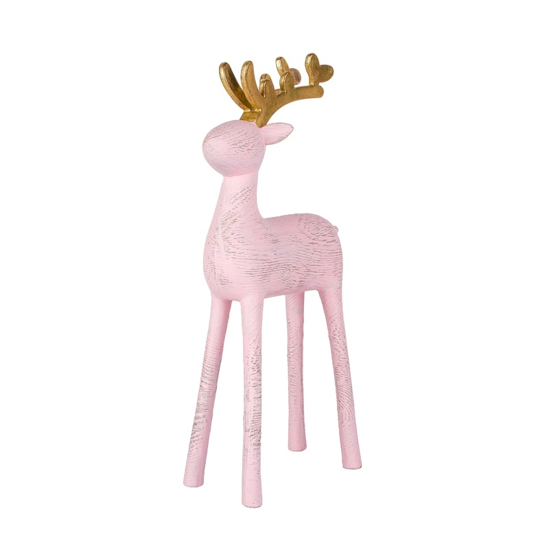 12 in. Woodgrain Reindeer Decor, Pink