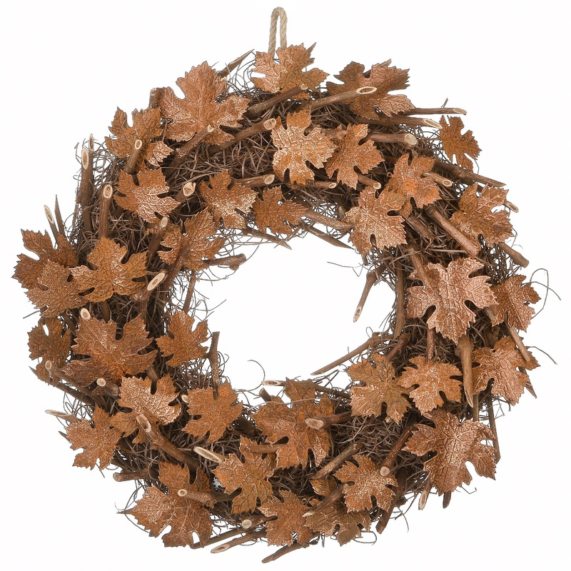 18 in. Fall Wreath with Brown Maple Leaves
