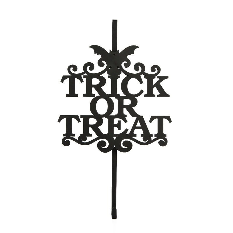 19 in. Halloween Trick or Treat Metal Wreath Hanger