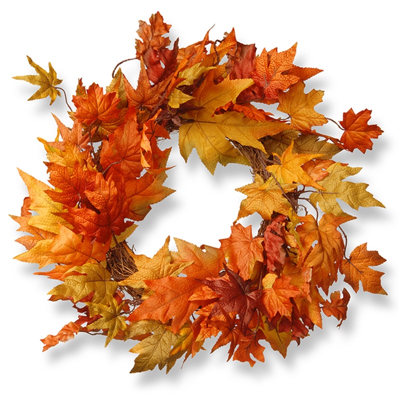 24 in. Fall Wreath with Maple Leaves