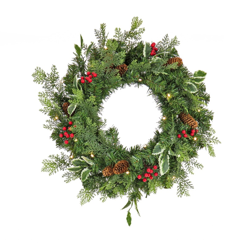 24 in. Pre-Lit First Traditions Christmas Joy Wreath