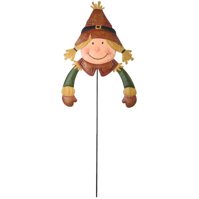 26 in. Scarecrow Girl Garden Stake Outdoor Fall Decoration