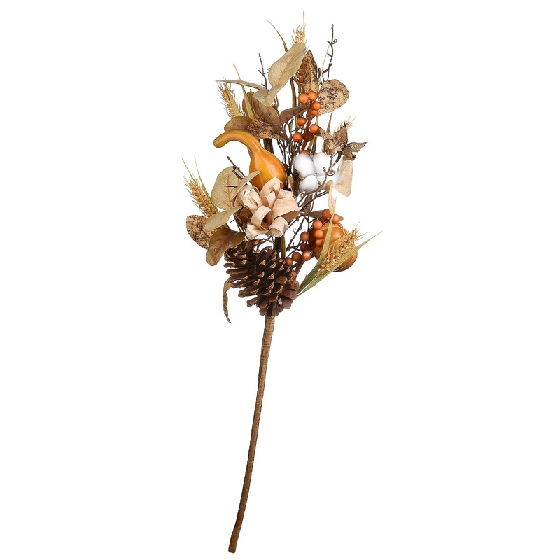 28 in. 2-Piece Fall Bouquet, Decorated with Gourds, Berry Clusters, Pine Cones, Assorted Leaves