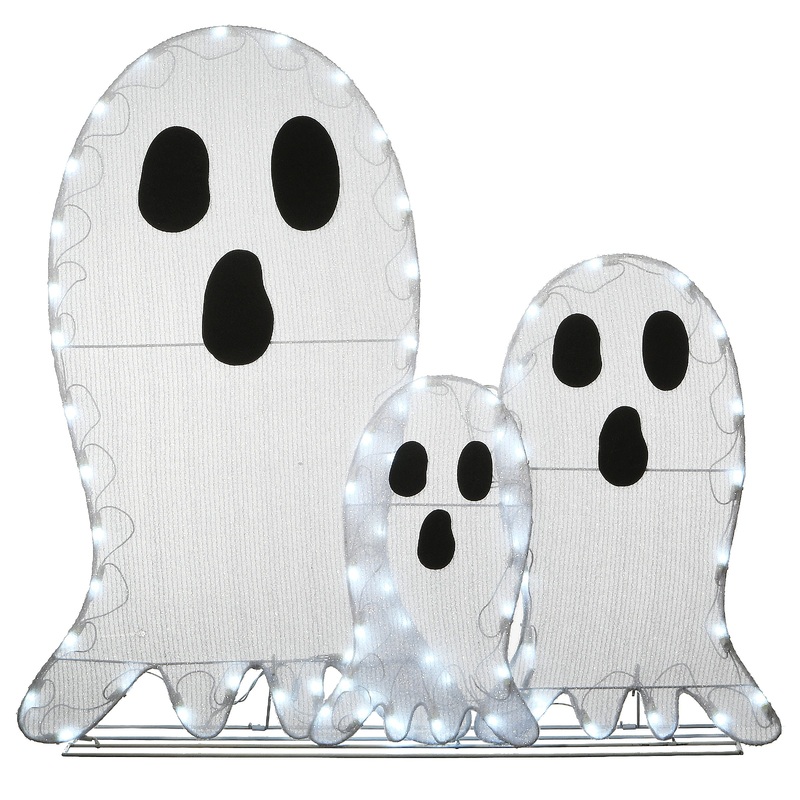 36 in. Halloween Pre-Lit Ghost Trio Outdoor Decoration with LED Lights, Plug-In