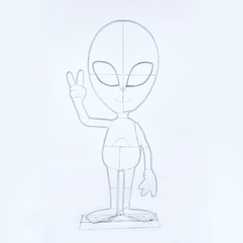 40 in. 2D Alien with Neon Green and Orange LED Lights, Plug-In