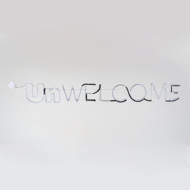 50 in. 2D Neon UnWELCOME Sign with Orange & Green LED Lights, Plug-In