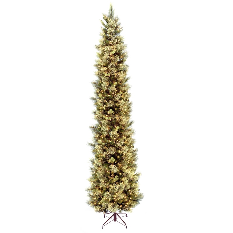 10 ft.Pre-Lit Carolina Pine Slim Tree with Clear Lights, Plug-In