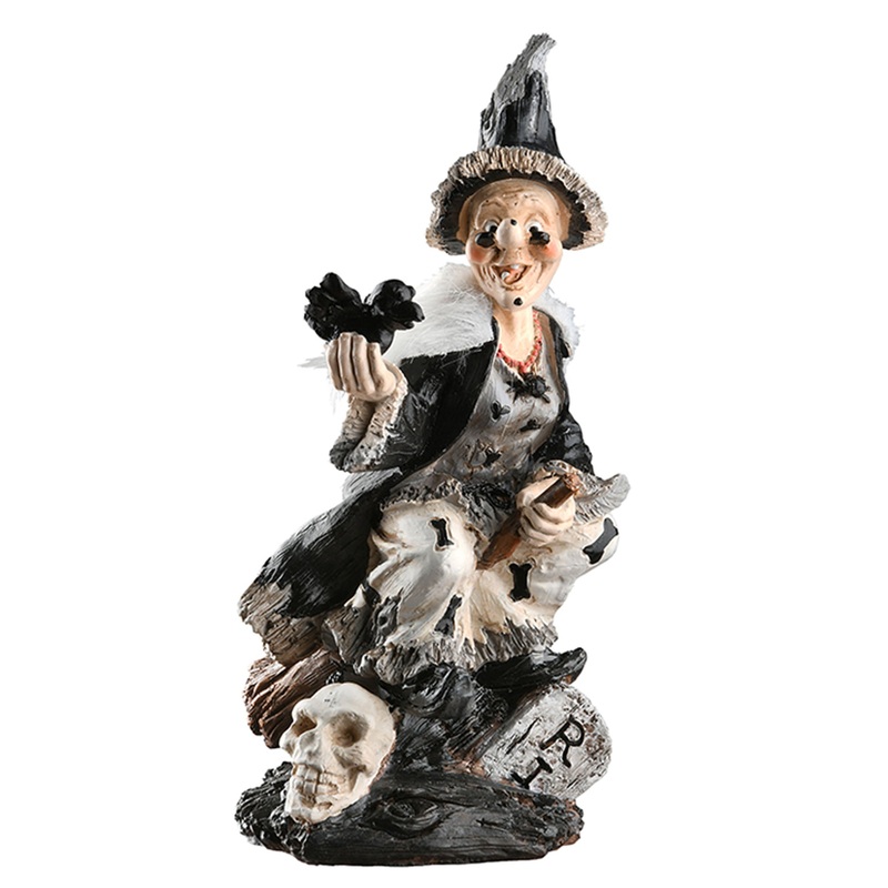 10 in. Halloween Spooky Witch on a Broom Decoration