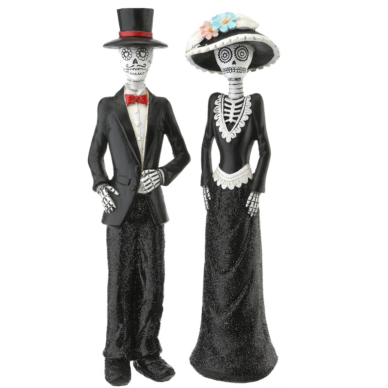 13 in. Halloween Skeleton Couple in Formal Attire Decoration