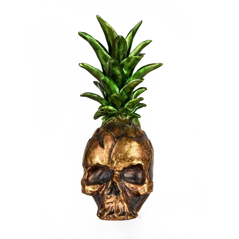 14 in. Halloween Pineapple Skull Tabletop Decoration