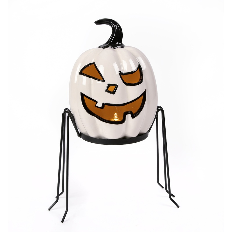 15 in. Halloween Pre-Lit Ghost Pumpkin Tabletop Decoration