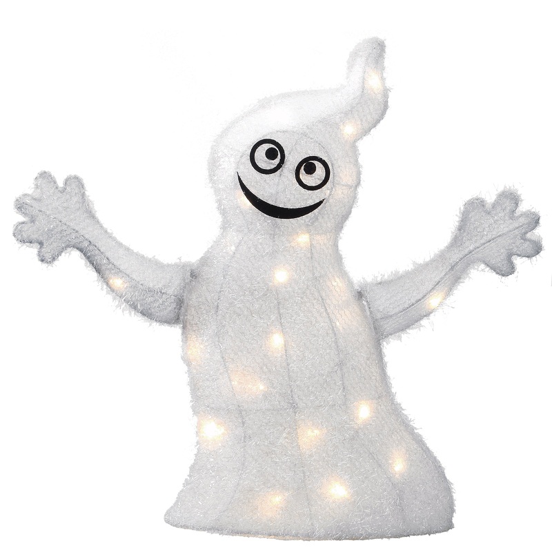 18 in. Halloween Pre-Lit White Ghost Outdoor Decoration with LED Lights