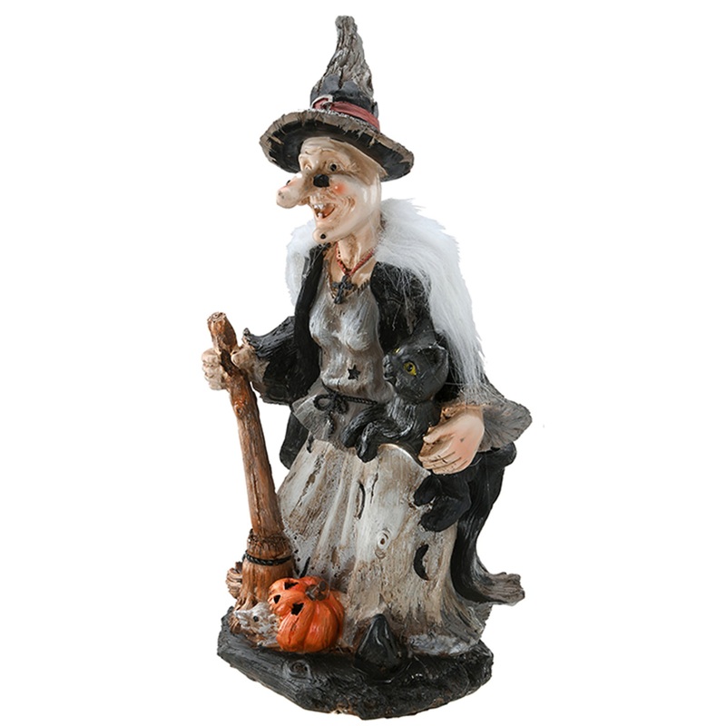 18 in. Halloween Witch Holding Black Cane Table Decoration