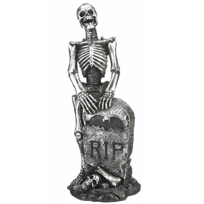 20 in. Halloween Silver Skeleton On Gravestone