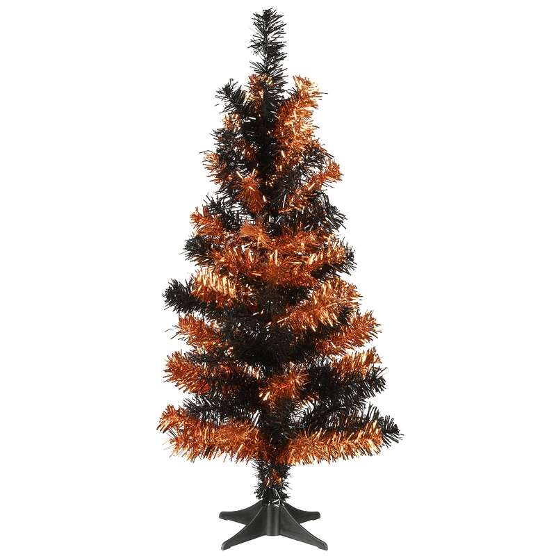 24 in. Halloween Black Orange Tinsel Tree