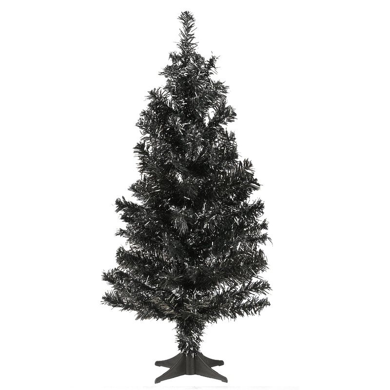24 in. Halloween Black Tinsel Tree