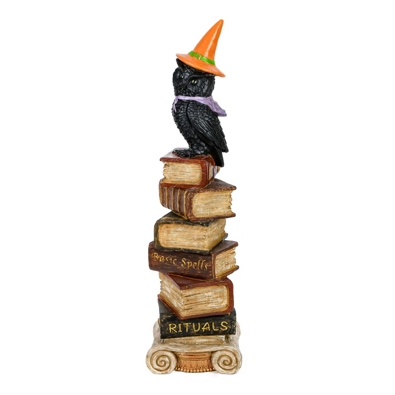 32 in. Halloween Owl on Stacked Books Tabletop Decoration