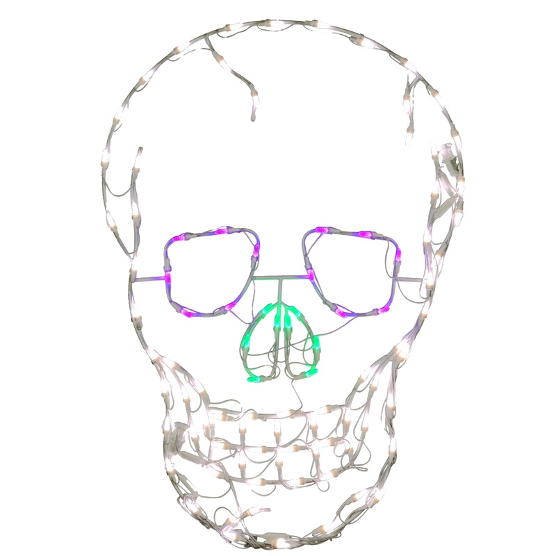 37 in. Halloween Skull Lighted Sign Decoration with LED Lights, Plug-In