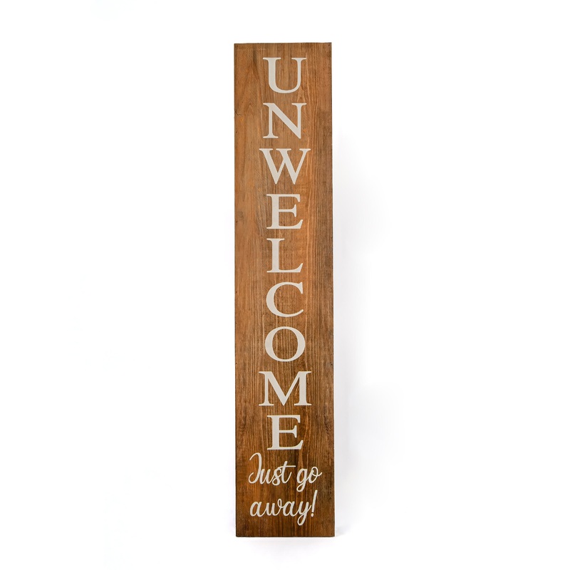 39 in. Halloween Unwelcome Just Go Away Wooden Hanging Porch Sign Decoration