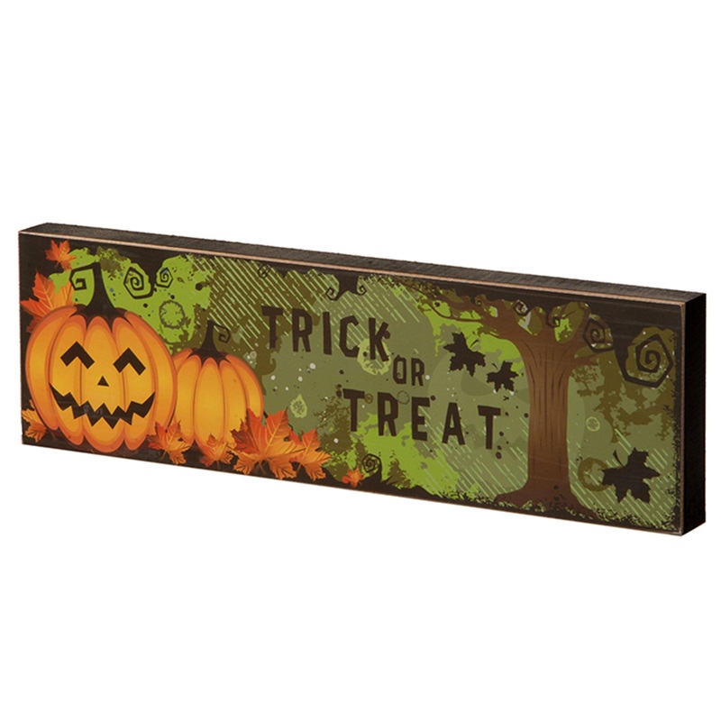 4 in. Halloween Trick Or Treat Table Sign Decoration