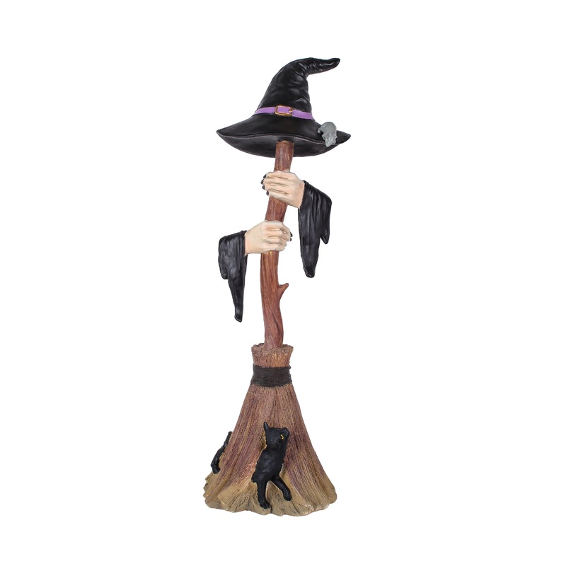 48 in. Halloween Broom with Arms & Witch Hat