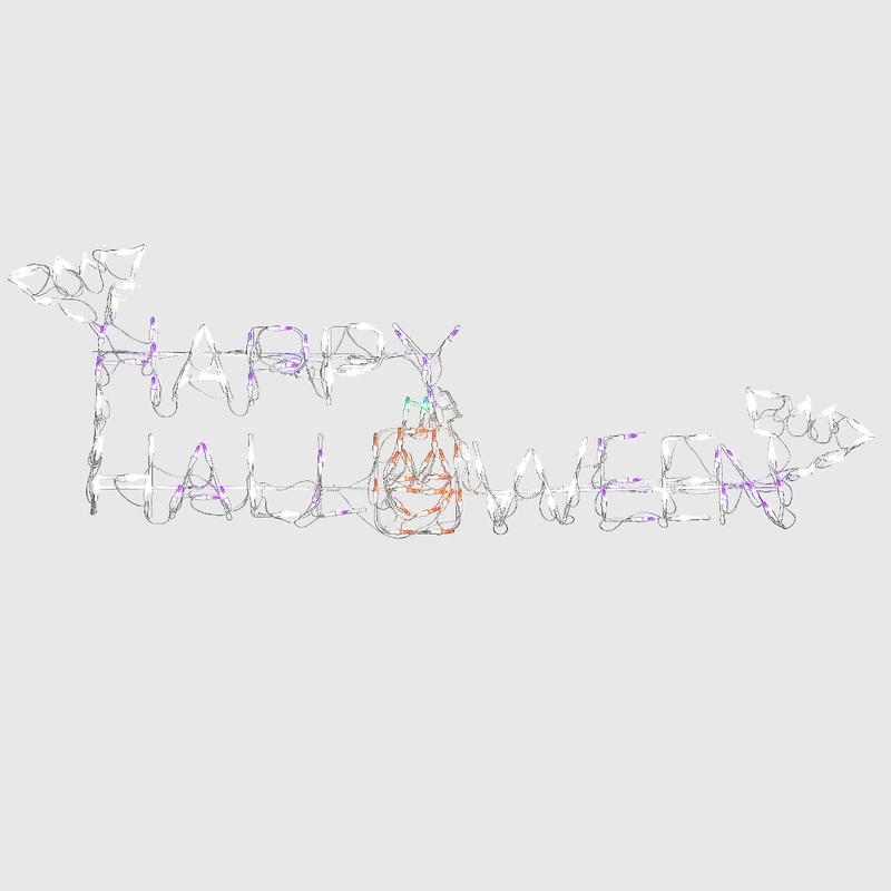 57 in. Halloween Happy Halloween Sign Lighted Sign Decoration with LED Lights, Plug-In