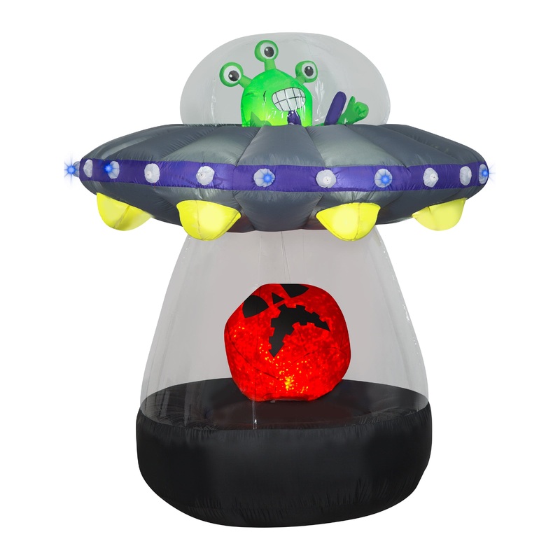 6 ft. Halloween Animated Alien Spacecraft Inflatable Decoration with LED Lights, Plug-In
