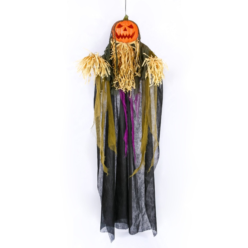 6 ft. Halloween Pre-Lit Sound Activated Animated Hanging Scarecrow with LED Lights