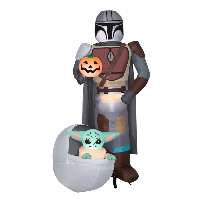 78 in. Halloween Mandalorian and The Child with Pumpkin Airblown Inflatable Decoration, Plug-In