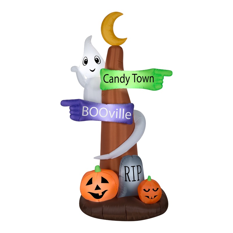8 ft. Halloween Signpost and Ghost Inflatable Decoration, Plug-In