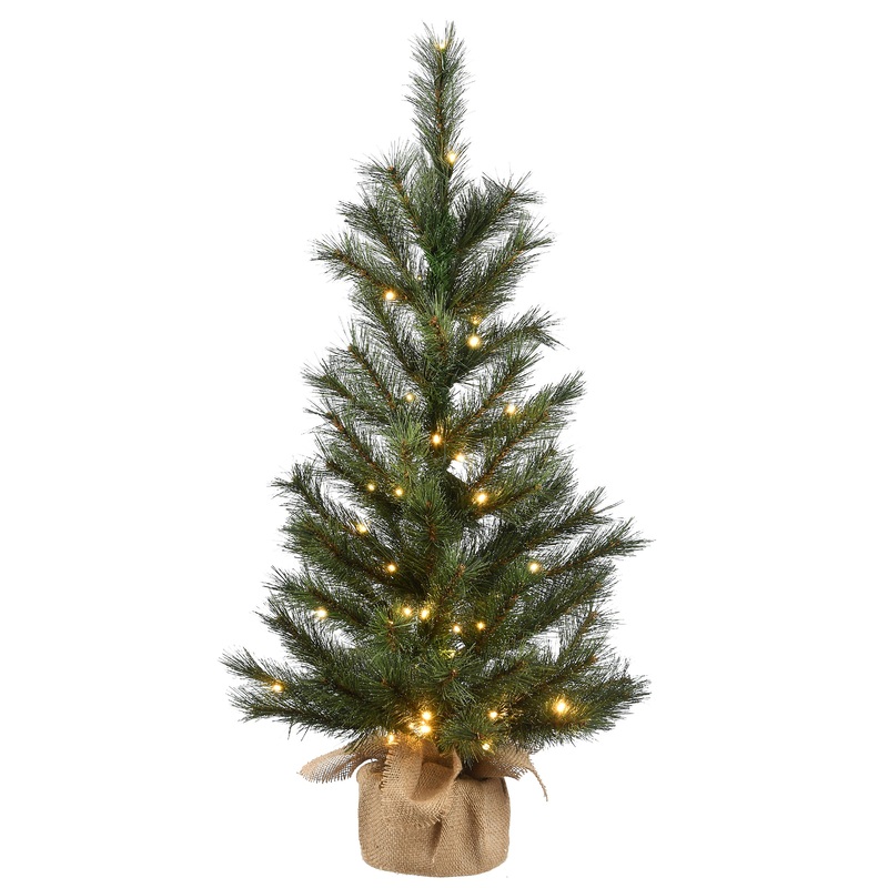3 ft. Pre-Lit Frosted Ontario Pine Tree with White LED Lights