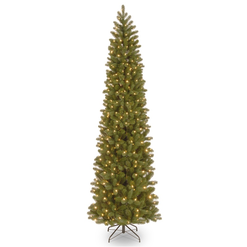 9 ft. Pre-Lit Downswept Douglas Fir Pencil Slim Tree with Clear Lights, Plug-In