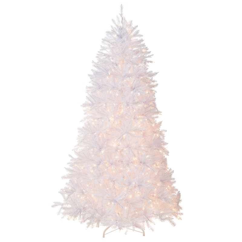 9 ft. Pre-Lit Dunhill Fir White Tree with Clear Lights, Plug-In