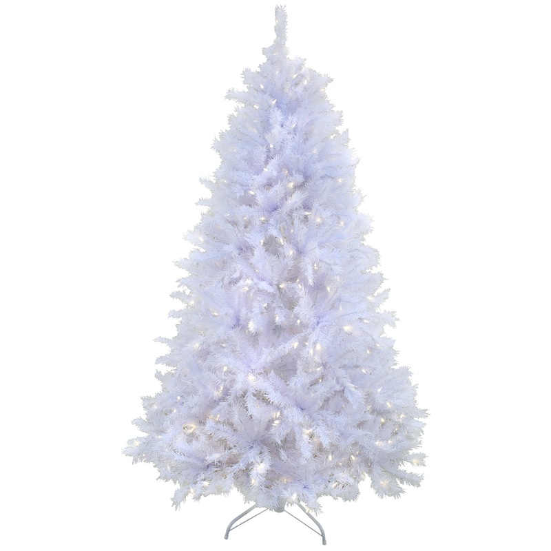 9 ft. Pre-Lit Millville White Tree with PowerConnect Warm White LED Lights, Plug-In